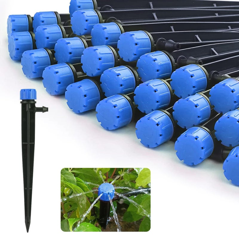 Hakioi 1/4 inch Drip Irrigation Emitters,100 Pcs Drip Emitters for 1/4" Irrigation Tubing Adjustable Water Flow Irrigation Drippers Drip Heads Drip Nozzles for Plants Garden Watering Raised Bed Potted Flower - Image 1